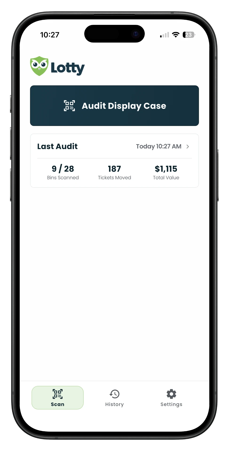 Lotty app — Start an audit